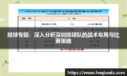 排球专题：深入分析深圳排球队的战术布局与比赛策略